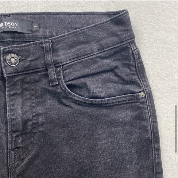 Hudson Blake Slim Straight Fit Twill Denim Jeans (Black) - Picture 5 of 11